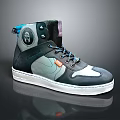 Stylish High Top Sneakers With Black Gray Blue Color Block Design And White Rubber Sole