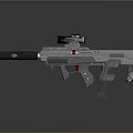 Futuristic Sci Fi Weapon With Scope Black Stock And Silver Mechanical Body