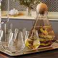 Modern Kitchen Displaying A Collection Of Wine Glasses And Decanters