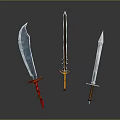 Classic Decorative Swords With Red Golden And Brown Hilts And Metallic Blades For Collection
