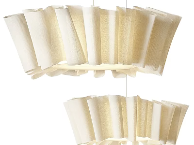 Two Modern Ruffled Chandeliers With Linen Fabric Shades In Minimalist Design 3d model