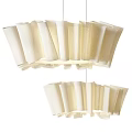 Two Modern Ruffled Chandeliers With Linen Fabric Shades In Minimalist Design