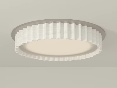Modern Round White Ceiling Light With Pleated Shade For Interior Lighting 3d model