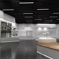 Modern Exhibition Hall Interior With Spacious Space Reception Desk And Sofa Seating 3d model