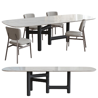 Bonaldo Pivot Marble Dining Table and Chair Combination 3d model