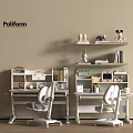 Modern Children Study Desks With Shelves Books Chairs Toys And Stationery