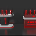 Virtual Fire Extinguisher Training Device With Red Models On Display Stands 3d model