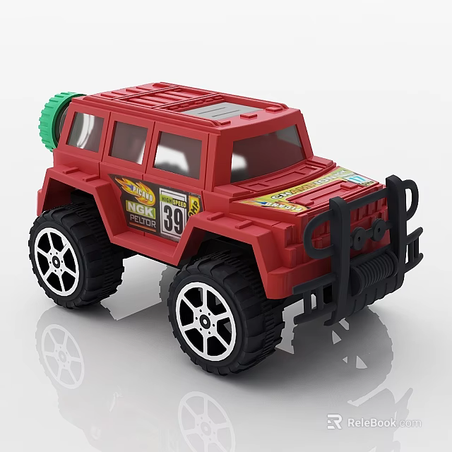 Electric Toy Red Off-Road Car With Large Wheels Race Number 39 Stickers 3d model 