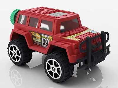 Electric Toy Red Off-Road Car With Large Wheels Race Number 39 Stickers 3d model