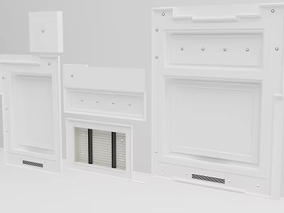 Modern White Ceiling Design With Modular Panels Recessed Grilles And Ventilation Features 3d model