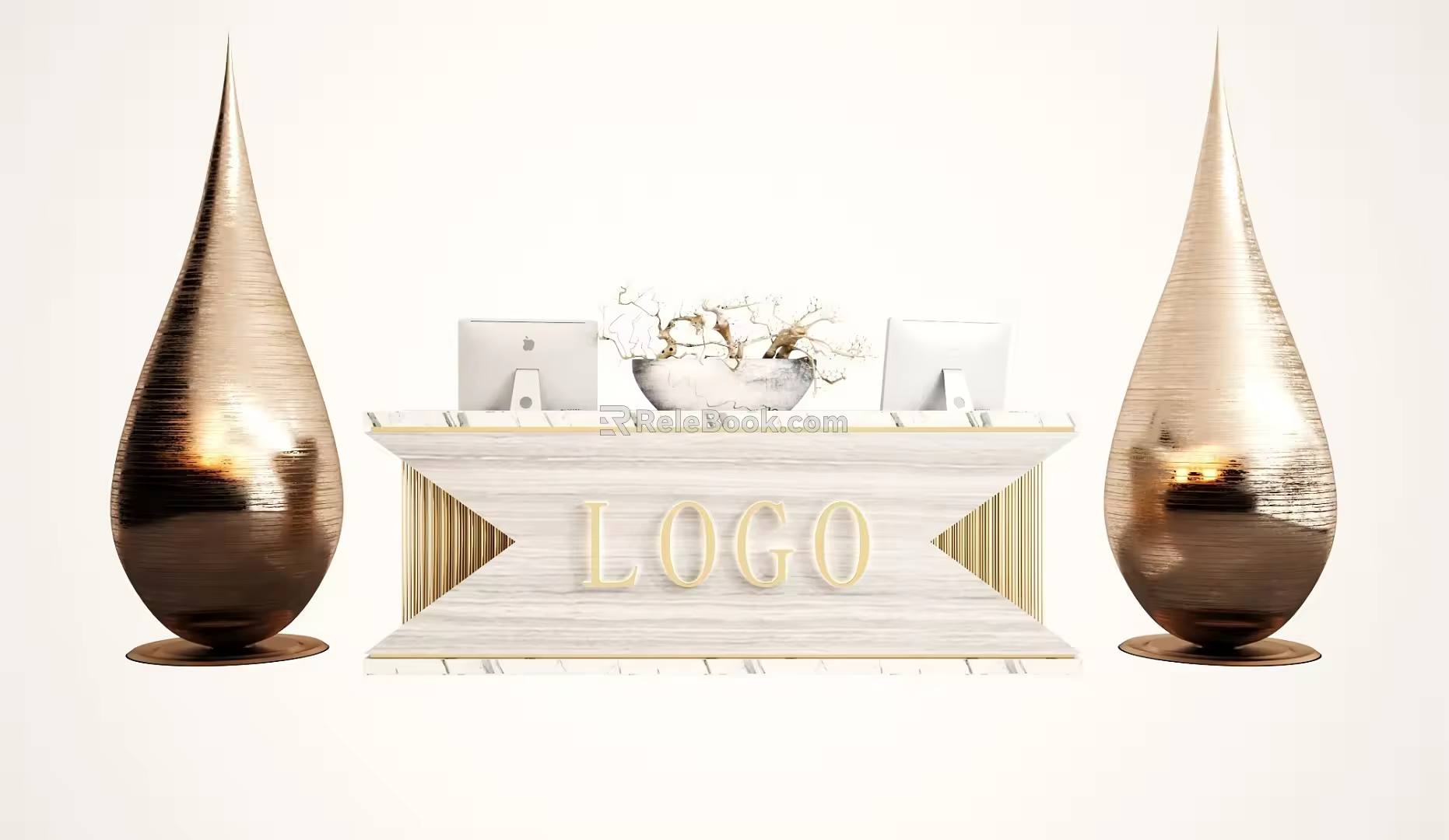 Modern reception desk front desk 3d model