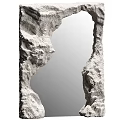 Natural Rock Mirror with Cave Like Shape Rough Texture and Gray Background 3d model