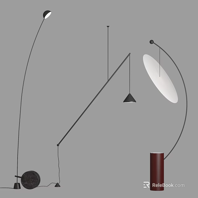 Modern Arc Floor Lamp With Minimalist Design And White Shade For Home Decor 3d model 