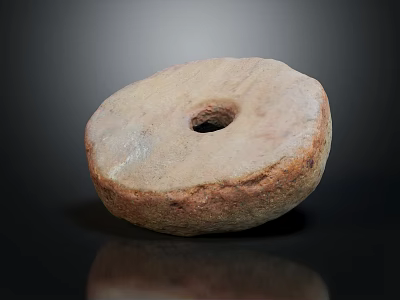 Stone Circular Disc With Central Hole And Rough Surface Texture 3d model