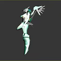 Green And Gold Robot Character With Mechanical Armor And Sharp Metallic Details