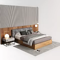 Modern Background Double Bed Double Bedside Table 3d model