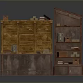 Wooden Storage Cabinet With Open Shelves And Multiple Compartments For Household Items