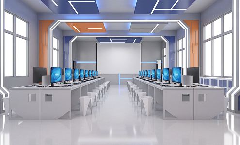 Modern Classroom Virtual Simulation Classroom Computer Classroom Robot Classroom Professional Classroom Maker 3d model