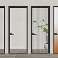 Hinged Doors With Various Glass Designs And Black Frames For Modern Interior Space 3d model