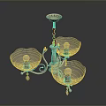 Elegant Chandelier Combination With Golden Frame And Silver Bowl Shades