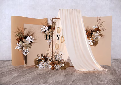 Modern Wedding Flower Art Beauty Chen Zhan Chen Light Luxury Device Photo Pin 3d model
