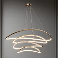 Modern Elegant Chandelier With Curved Rings And Soft LED Lighting Design