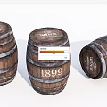 Vintage Wooden Wine Barrels With 1899 Label For Household Storage And Decor