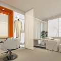 Modern Elegant SPA Sauna Interior Design With White Furniture Robe Mirror And Plant