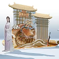 Chinese style clock-in point photo clock-in point activity US Chen game clock-in point 3d model