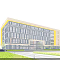 Modern Industrial Factory Building With Glass Facade Multi storey Structure And Landscaped Surroundings