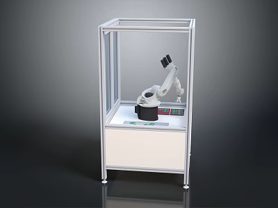 Advanced Smart Machine With Robotic Arm Transparent Enclosure And Control Panel 3d model
