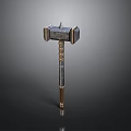 Vintage Ornate Metal Hammer With Square Decorative Head And Wooden Handle