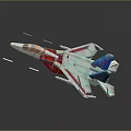 Colorful Geometric Fighter Jet Model With Lines And Reflection On Gray Background