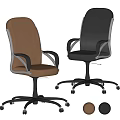 Modern Brown And Black Office Chairs With Armrests Swivel Base And Wheels
