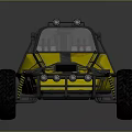 Yellow Striped Off Road Buggy With Open Top Design And Large Tires