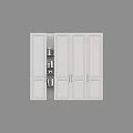 Modern Light Gray Dresser With Cabinet Doors Metal Handles And Side Storage Shelves