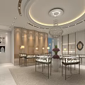 Luxury Jewelry Store Interior With Glass Display Cases And Chandelier Decor
