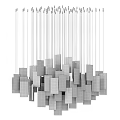 Modern Chandelier With Layered Square Glass Blocks In Amber And Gold Tones