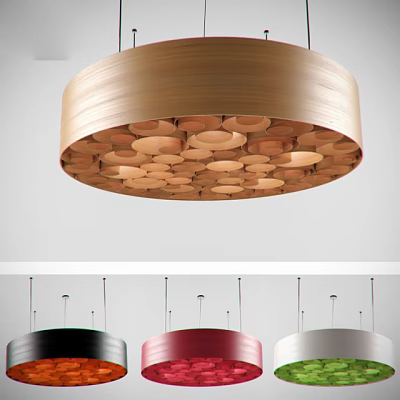 Modern Circular Chandelier Design Featuring Black Red And White Colors With Hanging Style 3d model