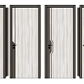 Modern Light Wood Hinged Doors With Simple Design And Dark Frames 3d model