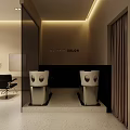 Elegant Modern Beauty Hair Salon Interior With Black Barber Chairs Marble Countertops And Natural Light