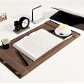 Desk Pad With Open Book Coffee Cup Laptop Calendar Alarm Clock And Succulent