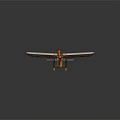 Vintage Biplane Airliner Model With Orange Frame White Wings Wheels And Reflection On Dark Background