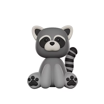 Soft Raccoon Plush Toy With Gray Body Mask Like Eyes Striped Tail And Black Paws 3d model Soft Raccoon Plush Toy With Gray Body Mask Like Eyes Striped Tail And Black Paws 3d model