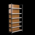 Practical Display Shelf With Multiple Wooden Shelves And Sturdy Metal Frame Structure