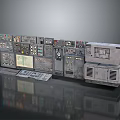 Vintage Industrial Control Panel with Multiple Panels Gauges Buttons and Displays 3d model