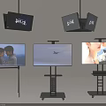Multiple TV Sets With Hanging And Portable Stand Designs Display Various Scenes 3d model