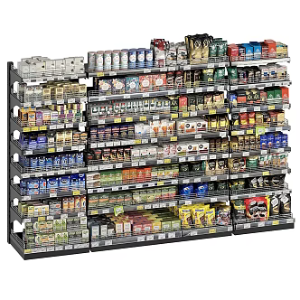 modern supermarket shelves 3d model