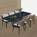 Modern Dining Table and Chair Combination Dining Chair Single Chair Dining Table 3d model