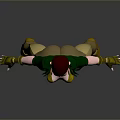 Game Movie Character with Red Hair Green Top Brown Pants Green Gloves and Yellow Shoes